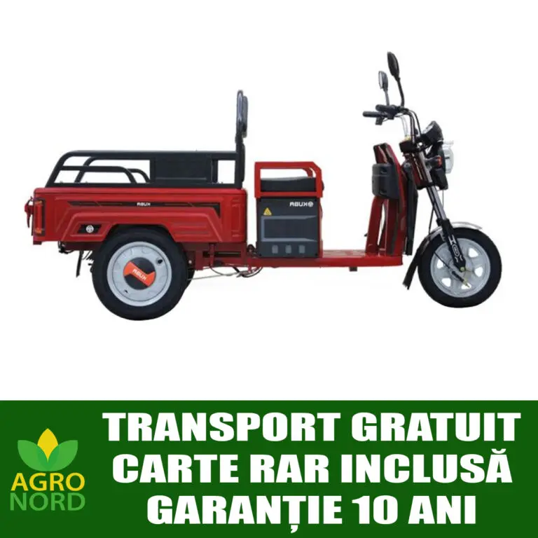 tricicleta electrica kuba ekopikap ultra, putere motor 650w, baterie 20 ah/72v, autonomie 40 50 km, fara permis, viteza 25 km/h, culoare rosu, carte rar inclusa