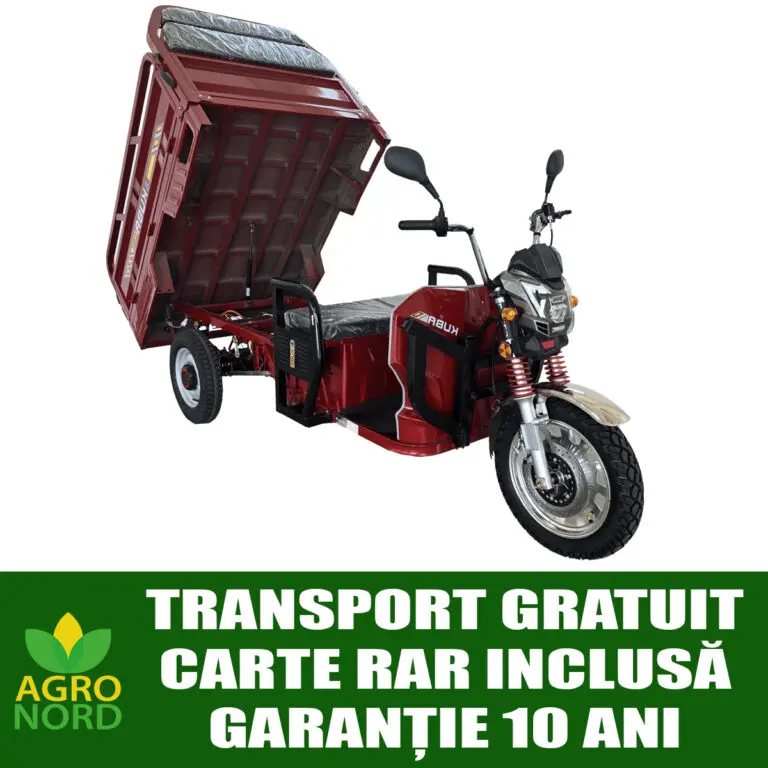 triciclu electric kuba gl15000, putere motor 1500w, baterie de 45 ah/72v, autonomie 60 70 km, fara permis, viteza 25km/h, culoare rosu, carte rar inclusa