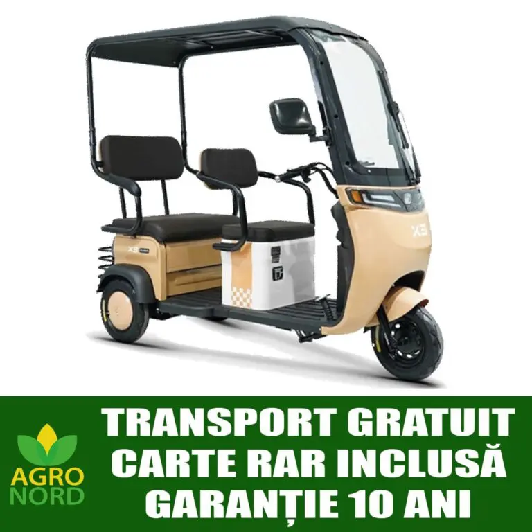 triciclu electric kuba optimus ultra, cu 2 locuri, 210 kg, cu semicabina, civ/coc,