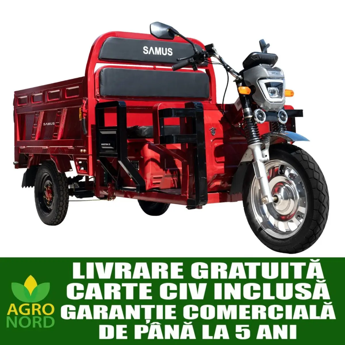 Triciclu electric cargo Samus Houston 25 roșu Triciclu electric cargo Samus Houston 25 roșu