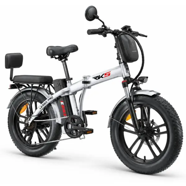 Bicicleta electrica RKS LESSO, motor 250W, baterie 36V/10Ah Li-ion, autonomie 35-45 km, viteza 25 km/h, adulti, roti 20", display LCD, gri