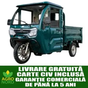 Triciclu electric, tricicleta cu cabină 3PLUSMOTO XF2200DZH, 3+KH06 BLUE, motor 2000 W, acumulator 72V/58Ah, viteza maxima 25 km/h, autonomie 59 km, afisaj LCD, 1 loc, albastru