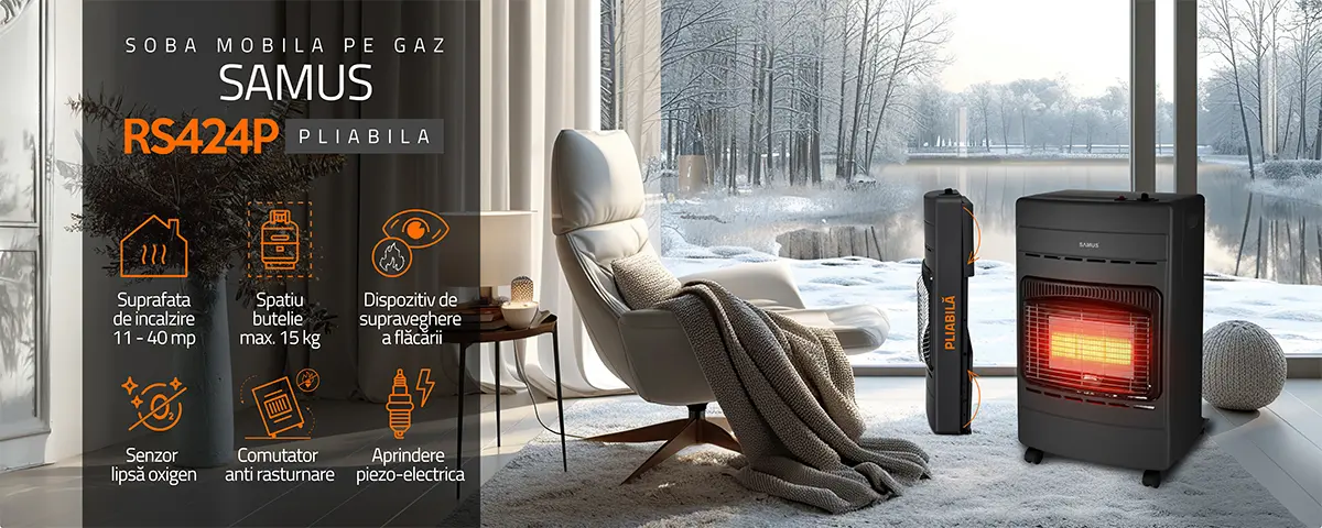 Soba pe gaz SAMUS RS424P, putere reglabila 1.5 / 2.8 / 4.2 kW