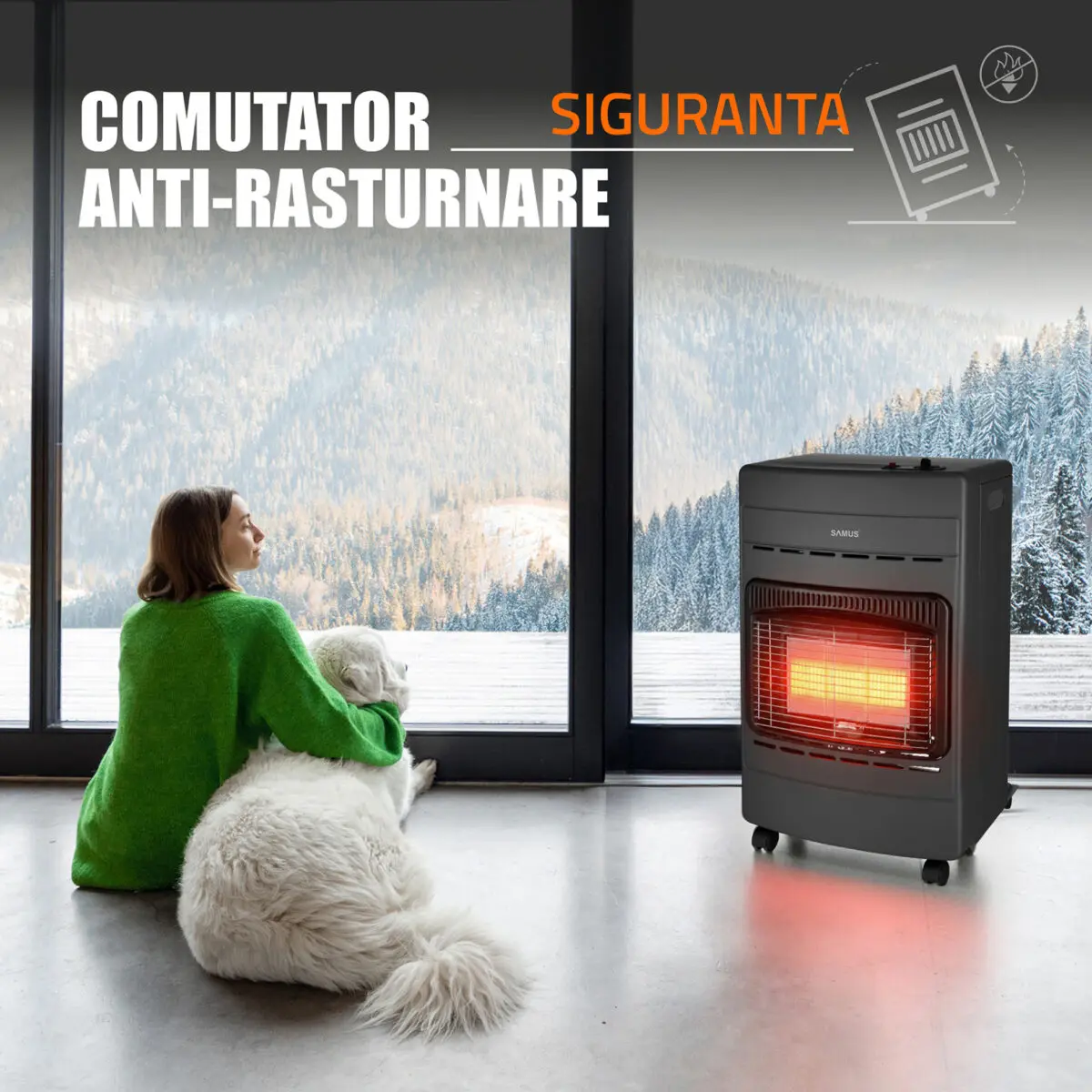 Soba pe gaz SAMUS RS424P, putere reglabila 1.5 / 2.8 / 4.2 kW