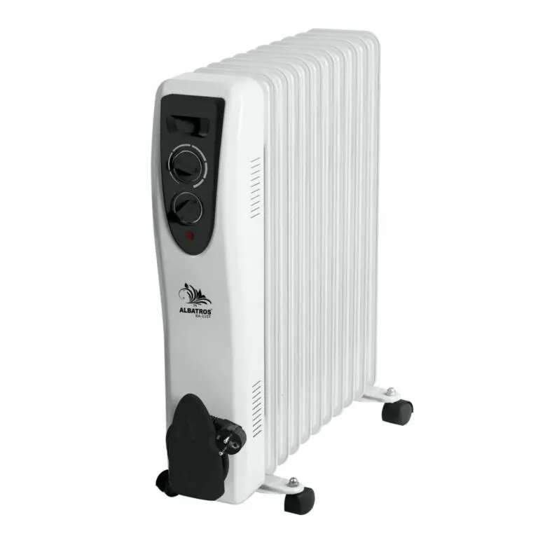 Calorifer electric cu ulei ALBATROS RA-11ST, 3 viteze, 2500 W, 52 x 29 x 61.5 cm, 11 elementi, termostat reglabil, rotite pentru deplasare, loc infasurare cablu, alb