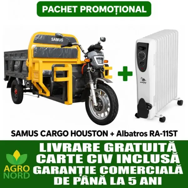 Pachet promoțional – Triciclu electric cargo SAMUS HOUSTON 25 + Calorifer electric cu ulei ALBATROS RA-11ST