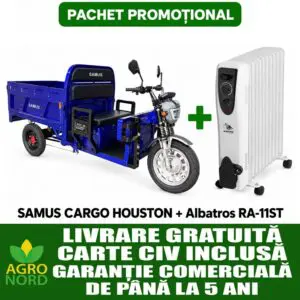 Pachet promoțional – Triciclu electric cargo SAMUS HOUSTON 45 + Calorifer electric cu ulei ALBATROS RA-11ST