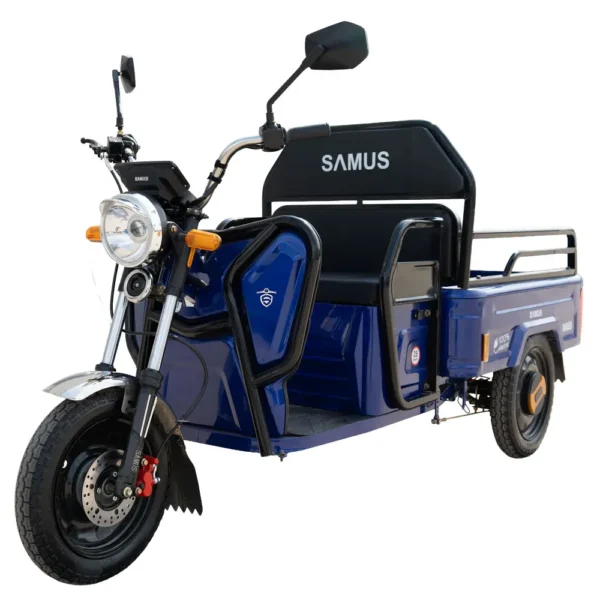 Triciclu electric cargo Samus Ranger 25 albastru vedere laterală stânga