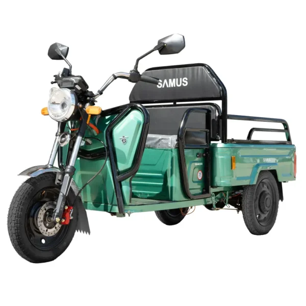 Triciclu electric cargo Samus Ranger 25 verde vedere laterală stânga