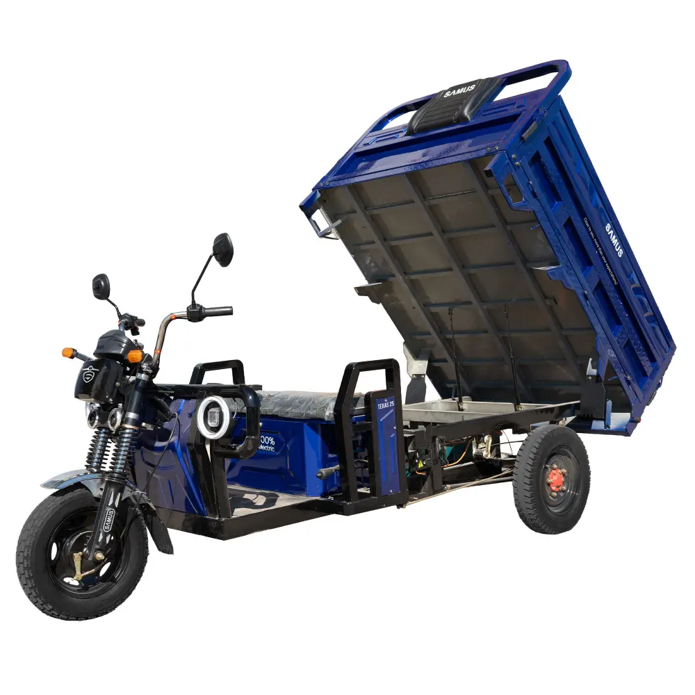 Samus Texas Albastru - Basculare Bena Triciclu electric cargo Samus Texas cu bena ridicată