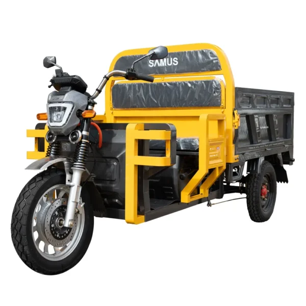 Triciclu electric cargo Samus Houston 25 galben-argintiu vedere laterală
