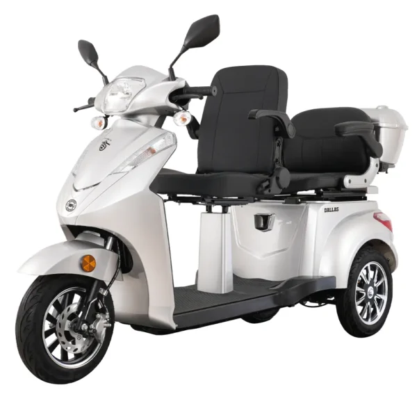 Triciclu electric 2 locuri Samus Dallas Argintiu vedere 3/4