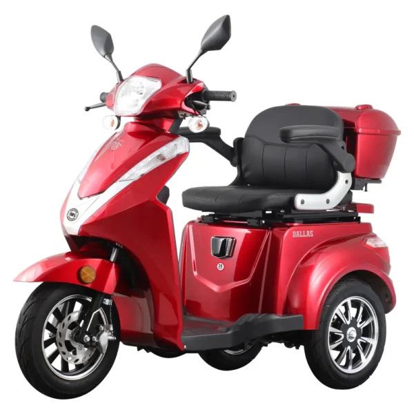 Triciclu electric Samus Dallas Red vedere frontală 3/4