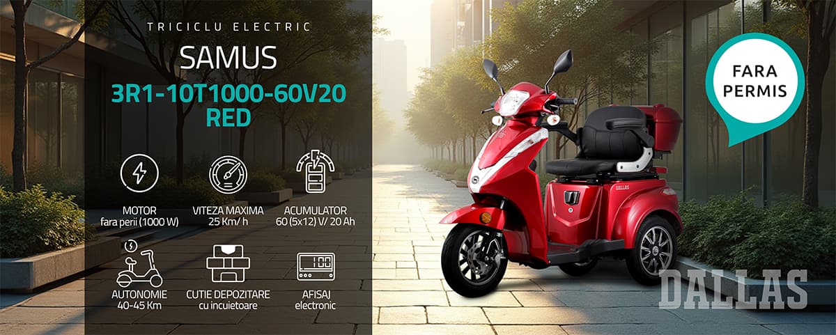 Banner principal triciclu electric Samus Dallas Red 1000W