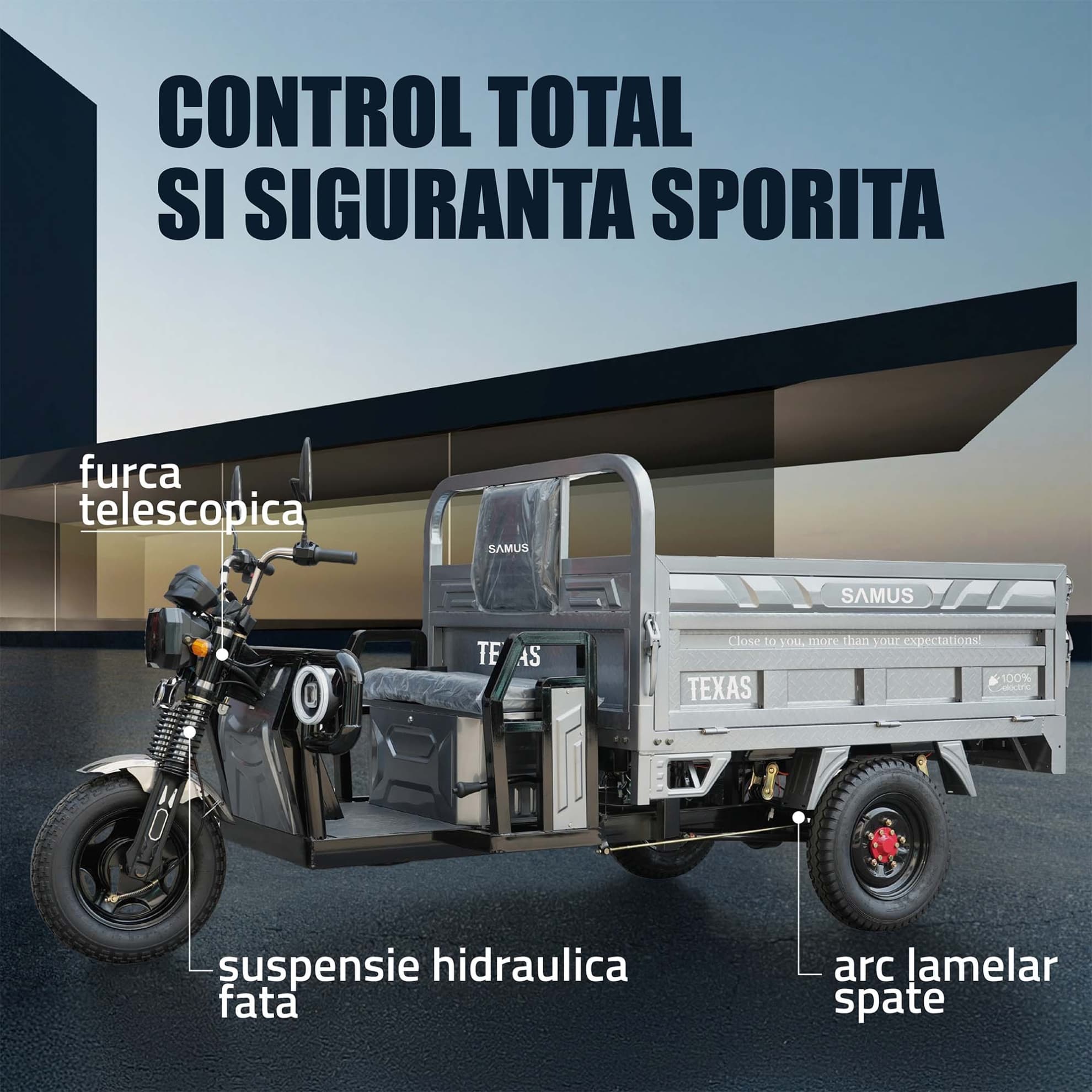 Control total și siguranță sporită triciclu electric Samus Texas Silver