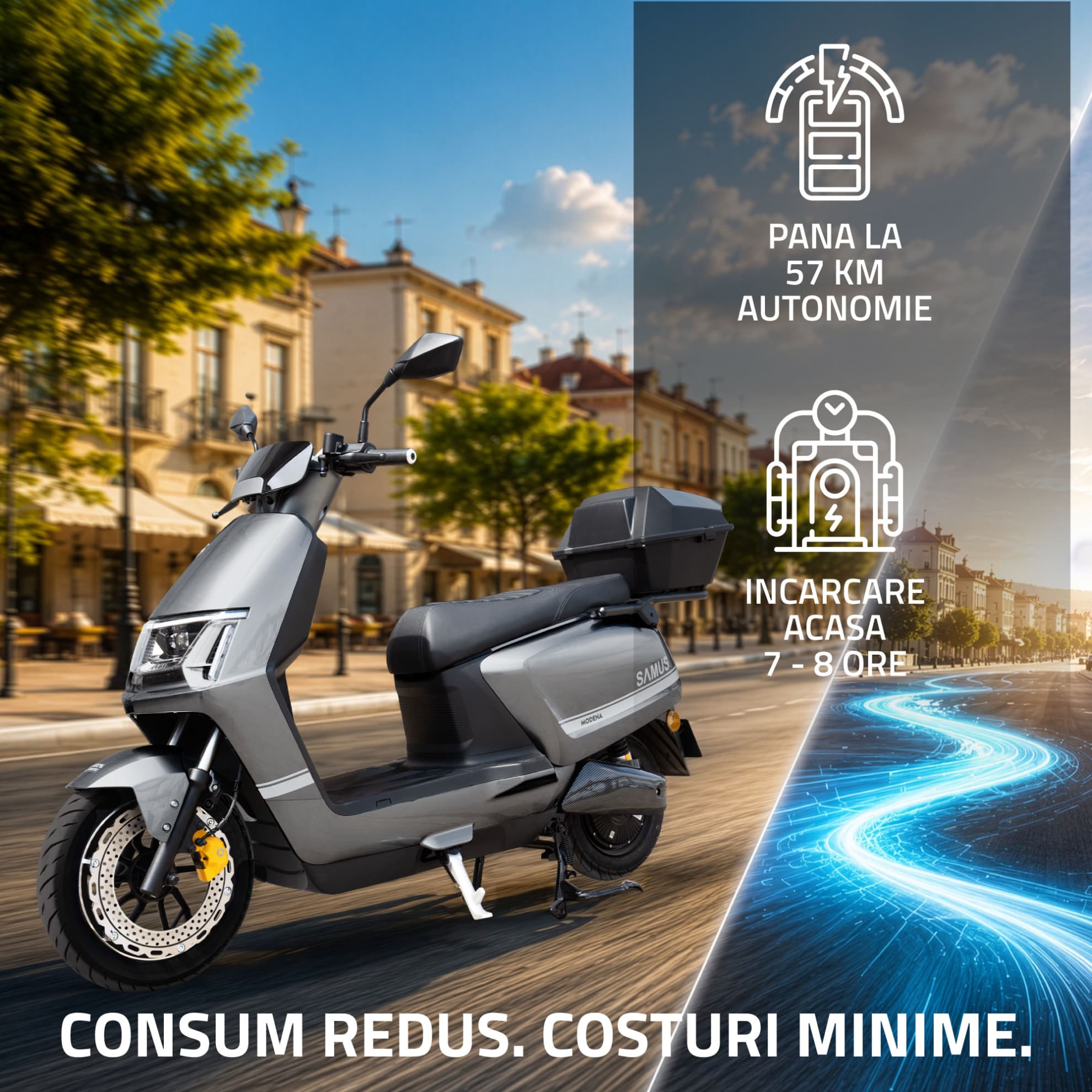 Afișaj autonomie scuter electric Samus Modena 45 Gri