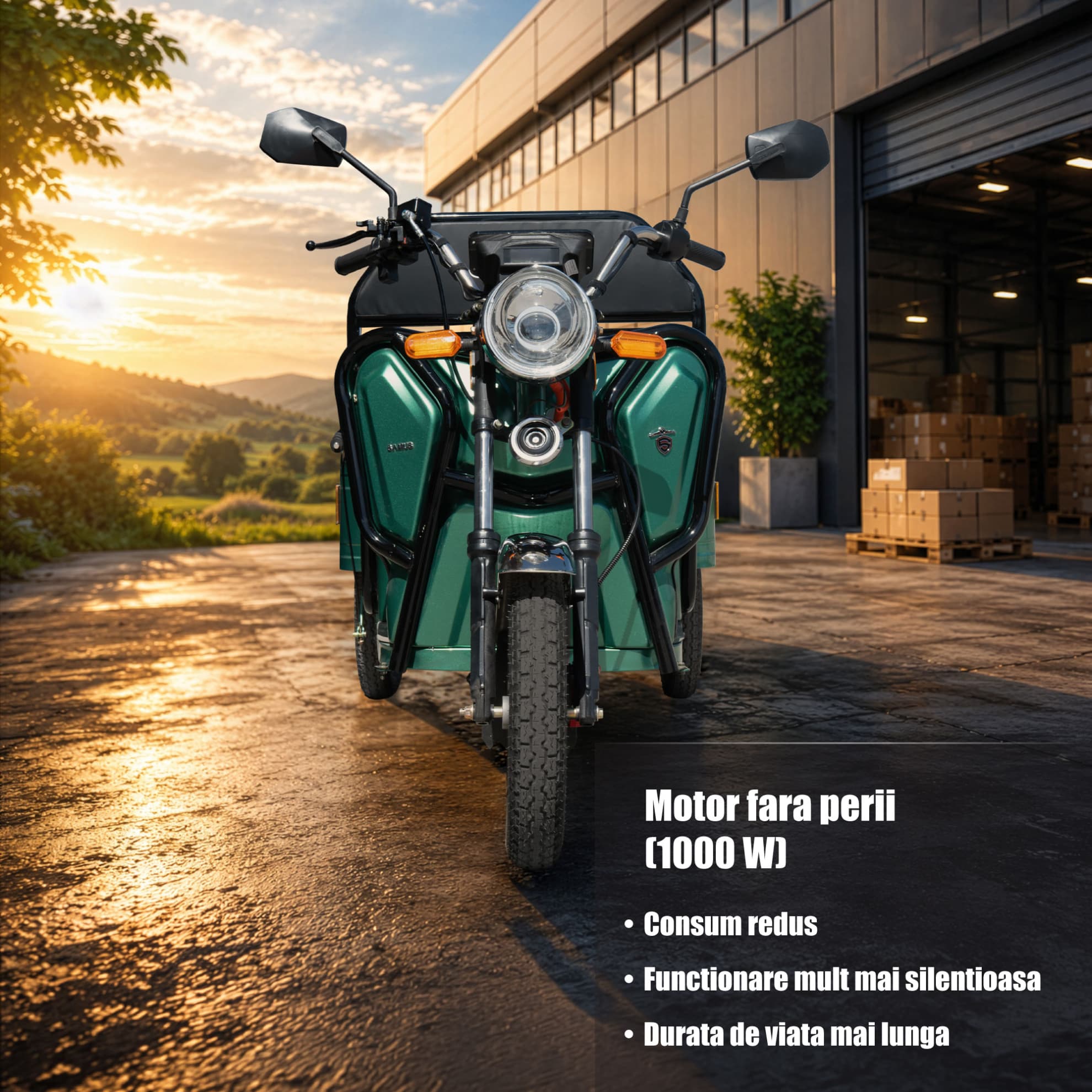 Motor electric fără perii triciclu cargo Samus Ranger 25 Verde