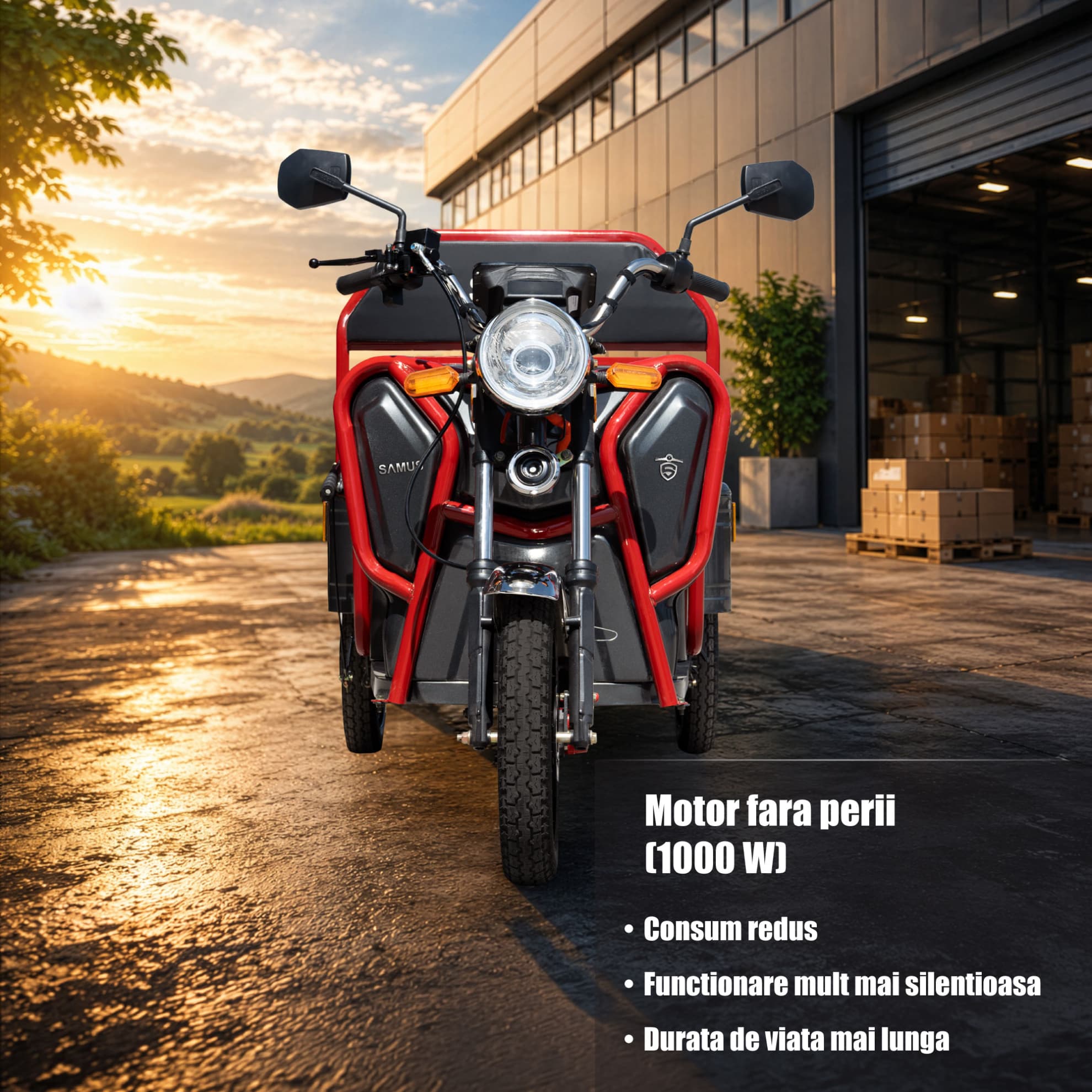 Motor electric fără perii triciclu cargo Samus Ranger 25 Red Dark Silver