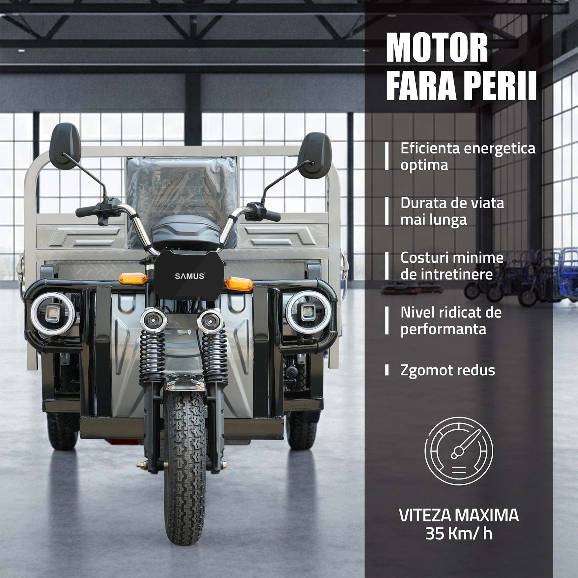 Motor electric fără perii triciclu cargo Samus Texas Silver