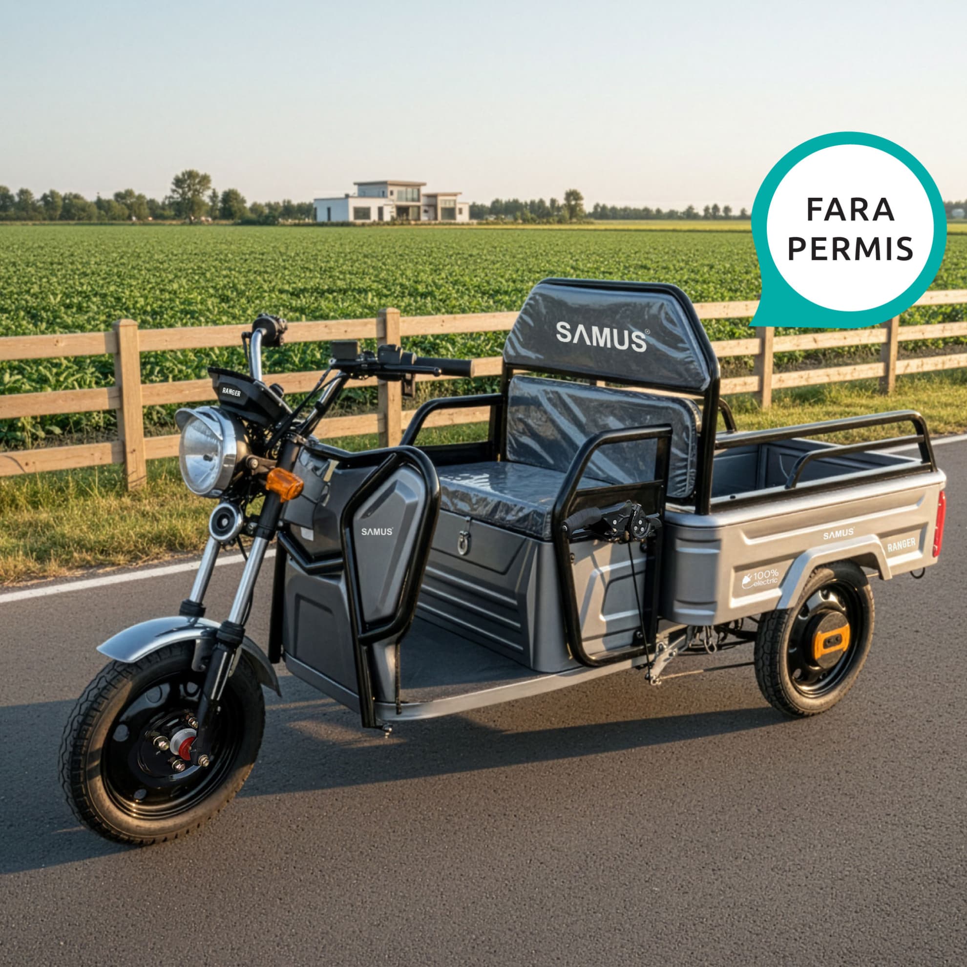 Triciclu electric cargo Samus Ranger 25 Silver utilizabil fără permis