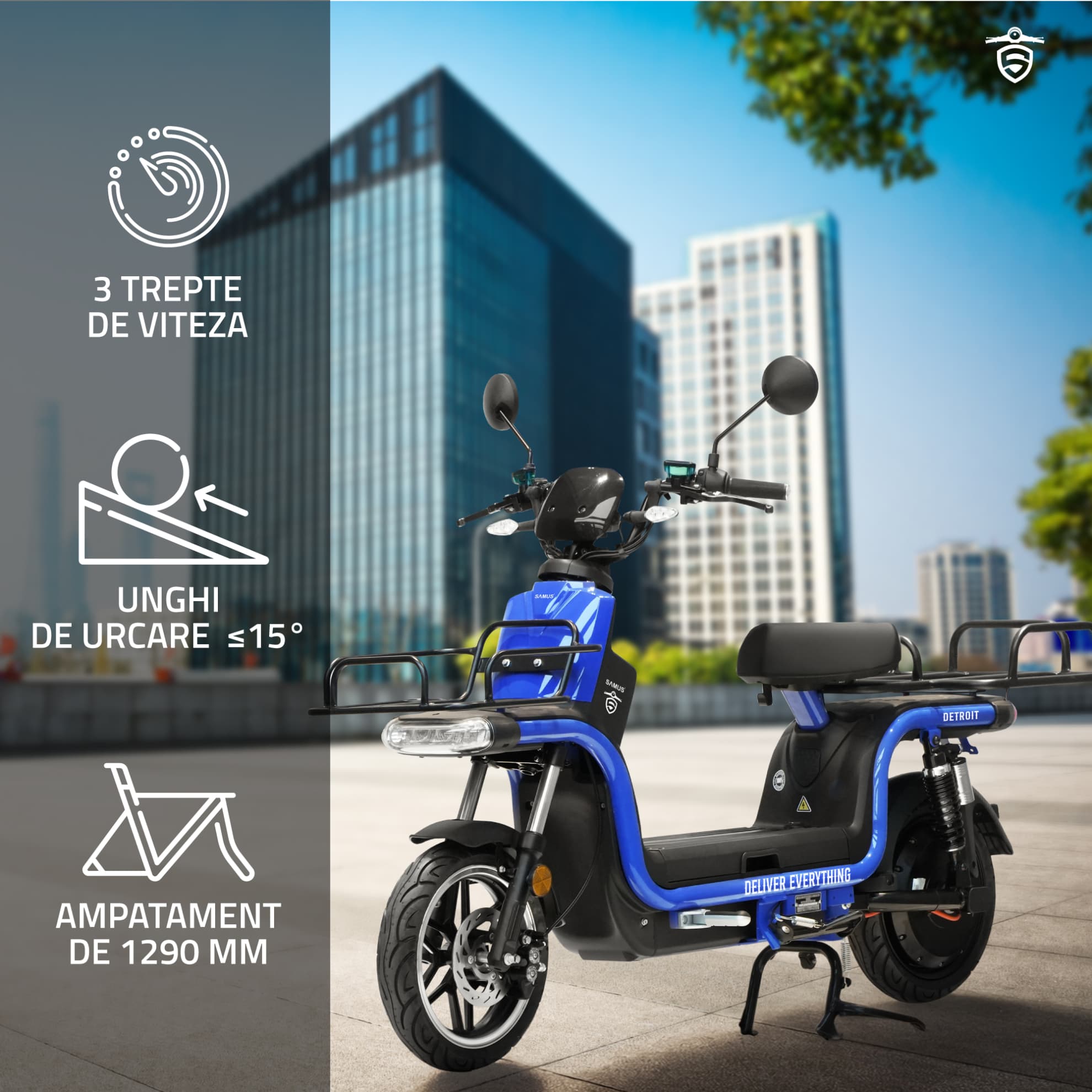 Scuter electric Samus Detroit 1200W albastru performanță și confort