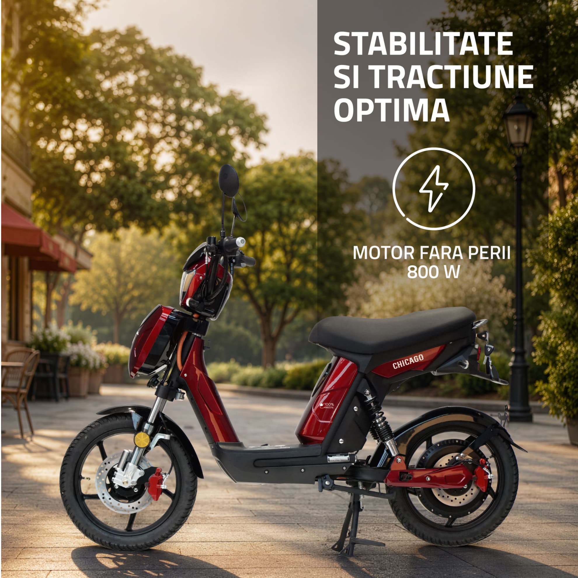 Motor electric și performanță scuter electric Samus Chicago roșu