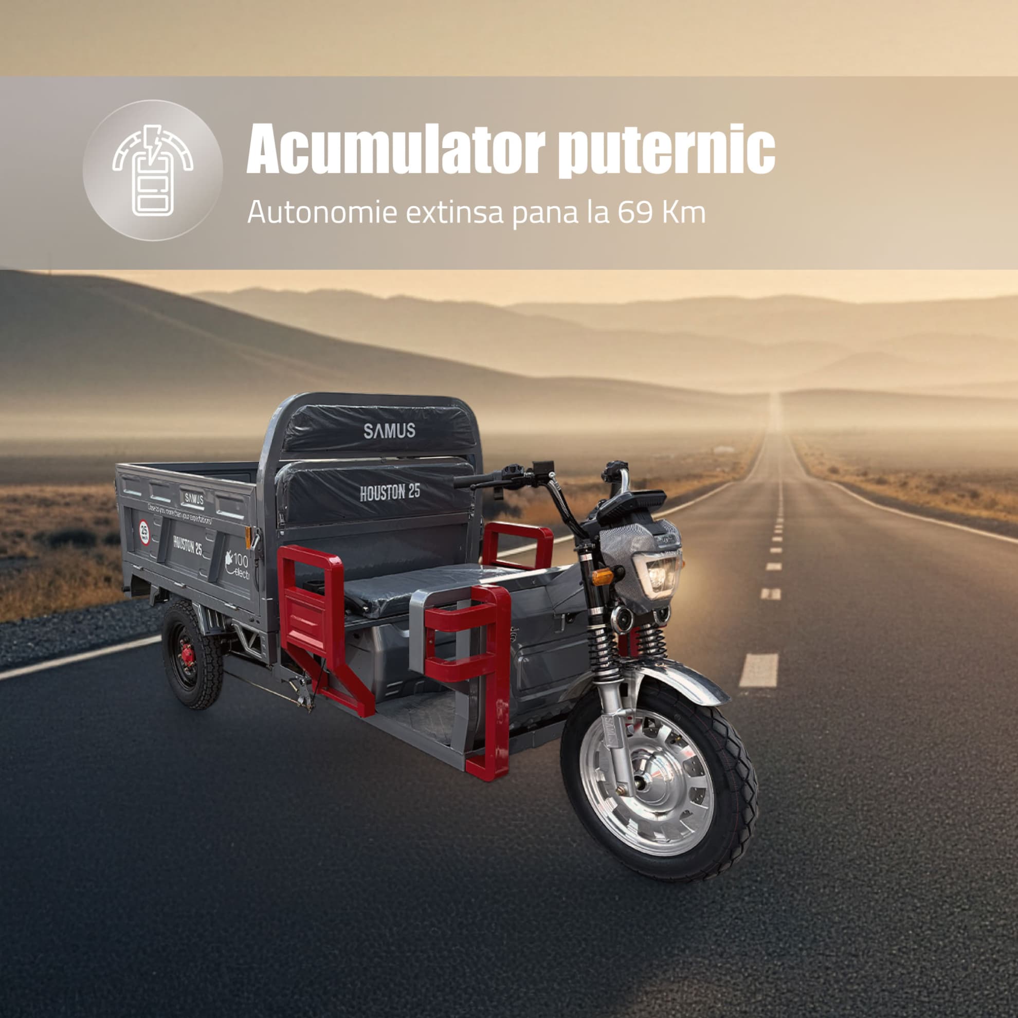 Acumulator 72V 45Ah triciclu electric cargo Samus Houston 25 Silver