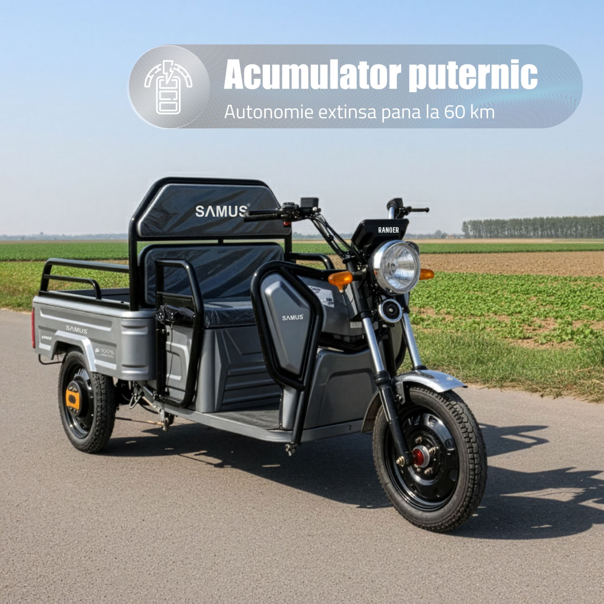 Acumulator puternic pentru triciclu electric cargo Samus Ranger 25 Silver