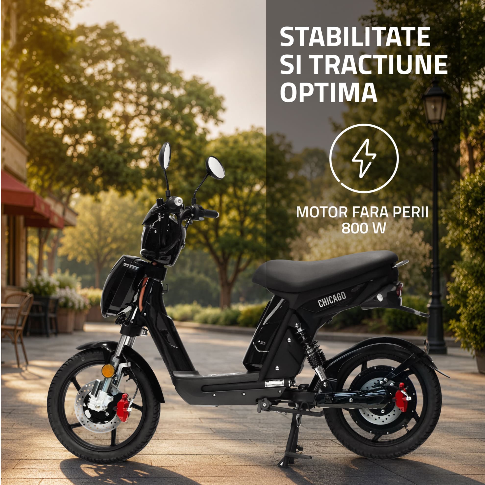 Motor electric și performanță scuter electric Samus Chicago negru