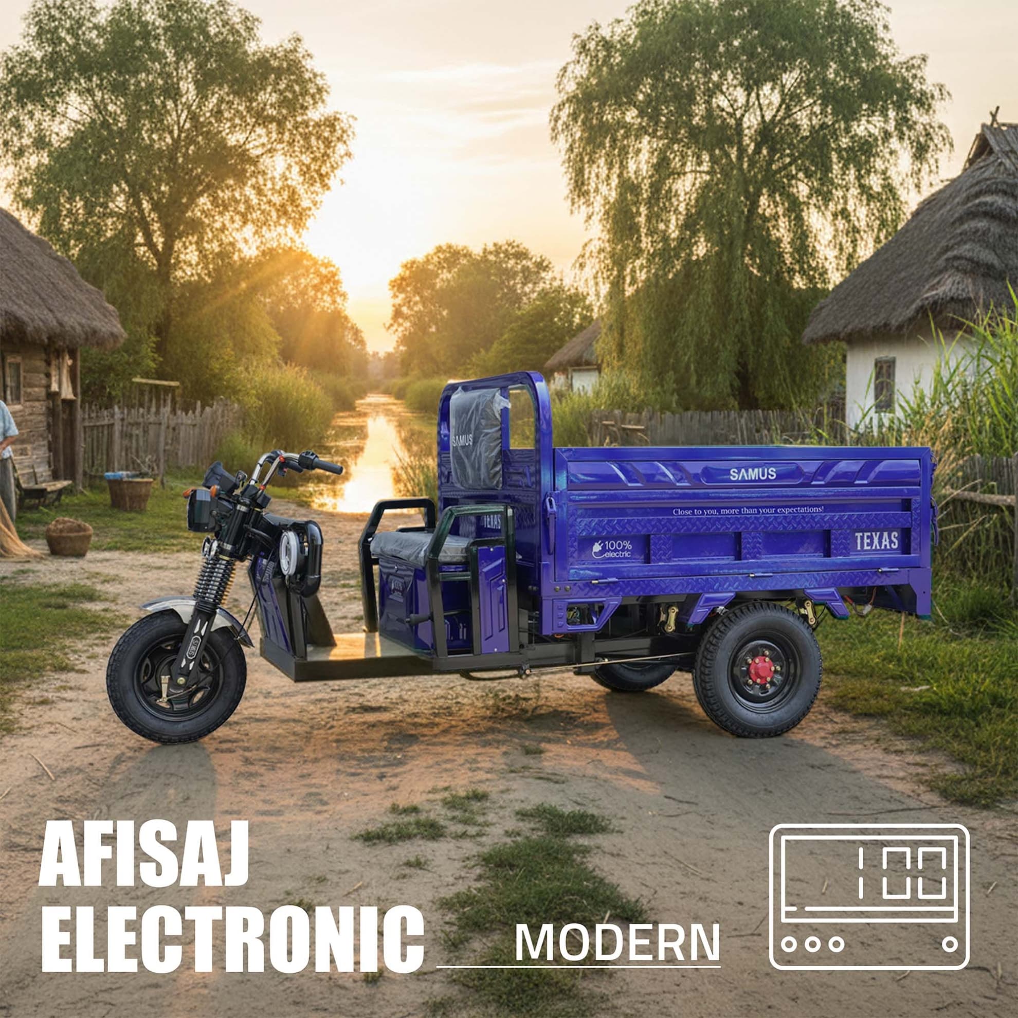 Afișaj electronic LCD triciclu electric Samus Texas Albastru