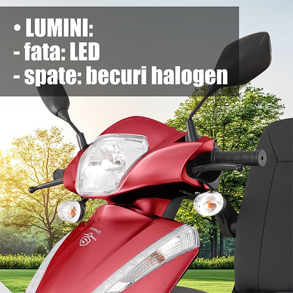 Sistem de iluminare LED triciclu electric Samus Dallas Roșu