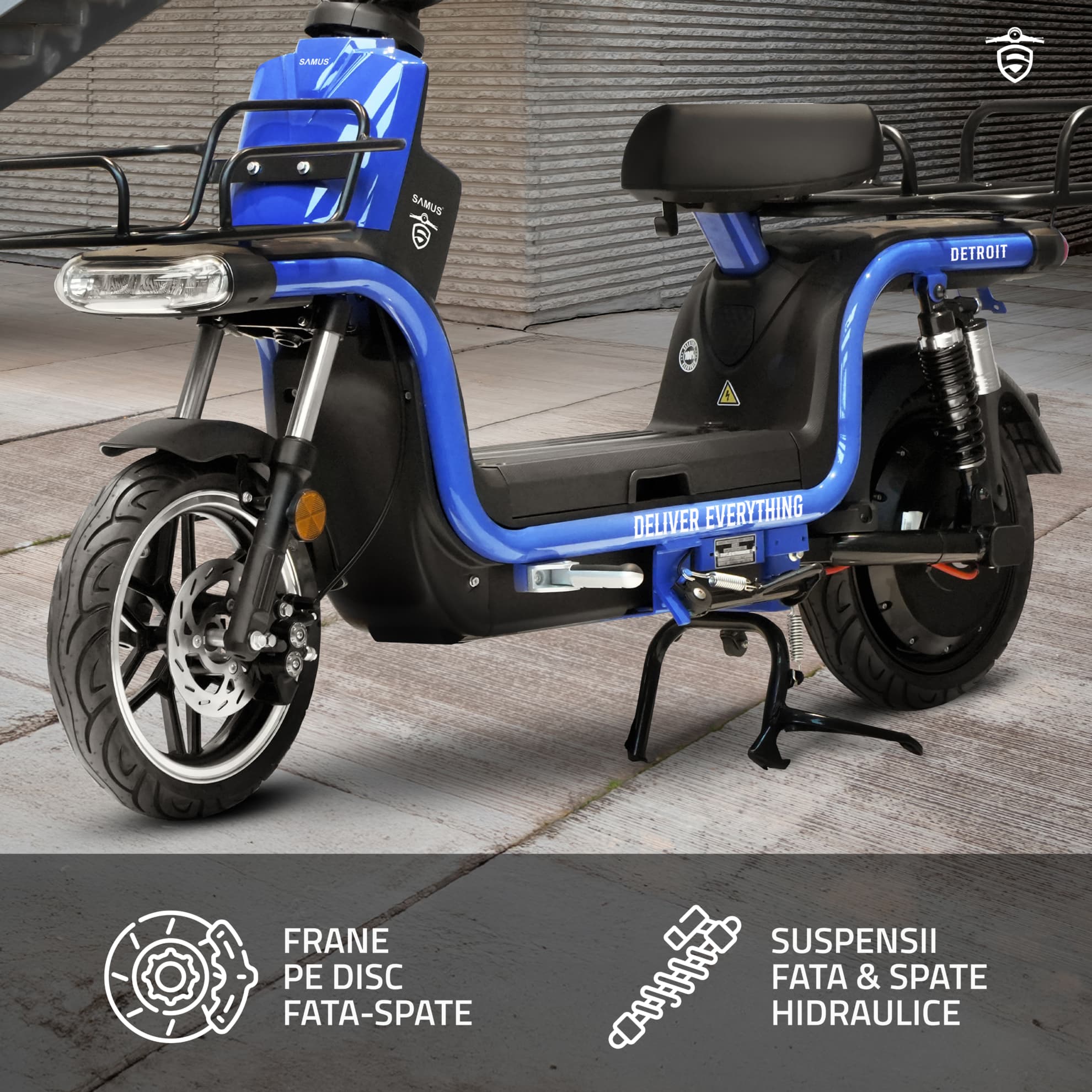 Suspensie și sistem de frânare scuter electric Samus Detroit 1200W albastru