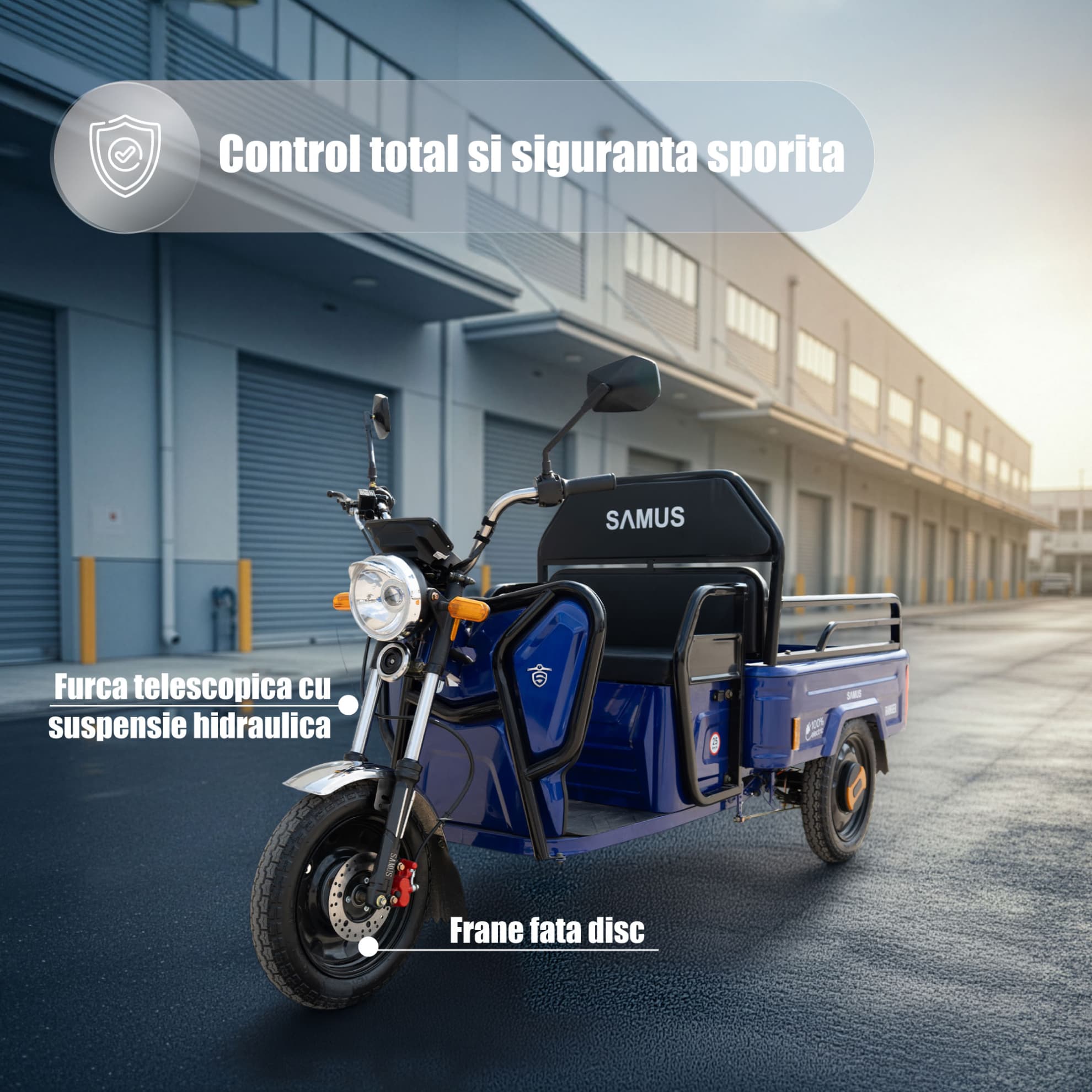 Sistem de control și frânare triciclu electric cargo Samus Ranger 25 Blue