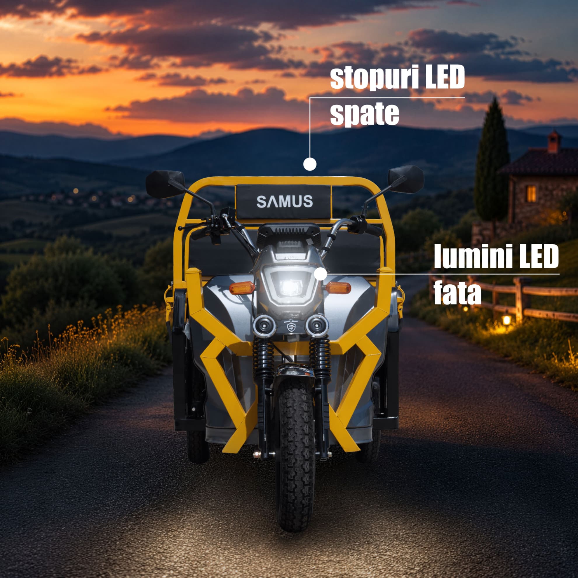 Sistem iluminat far LED triciclu electric cargo Samus Montana 25