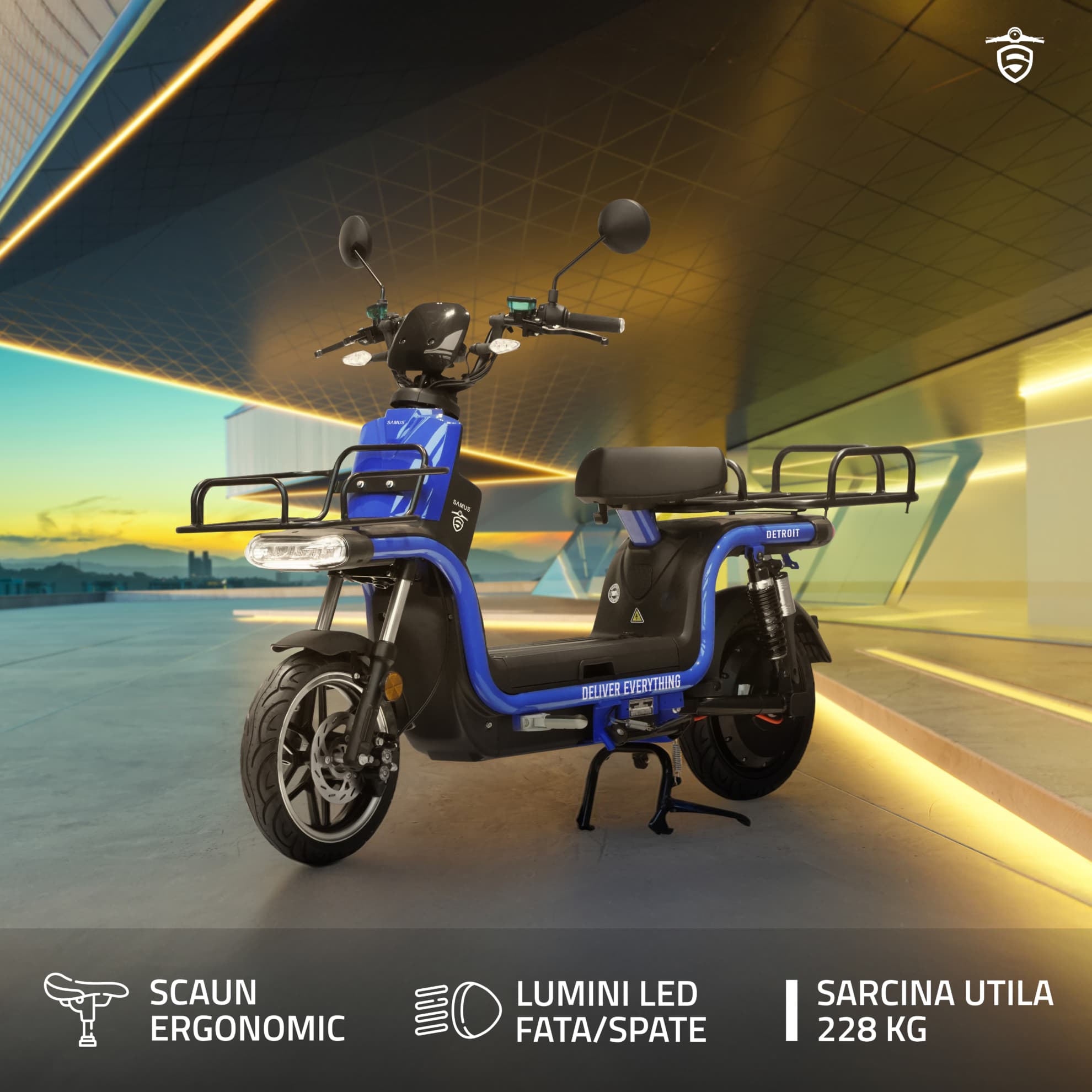 Dotări și sarcină utilă scuter electric Samus Detroit 1200W albastru