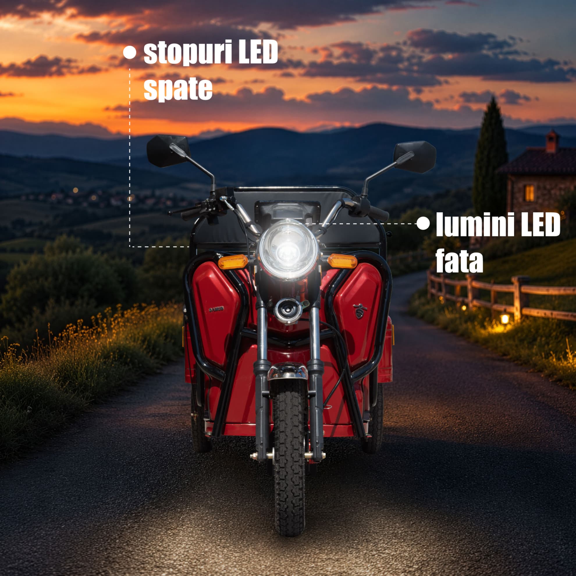 Sistem de iluminare LED pentru triciclu electric cargo Samus Ranger 25 Red