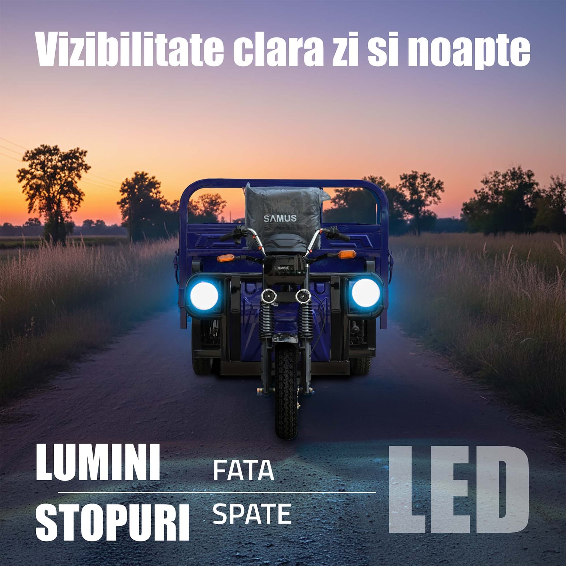 Vizibilitate LED triciclu electric Samus Texas Albastru