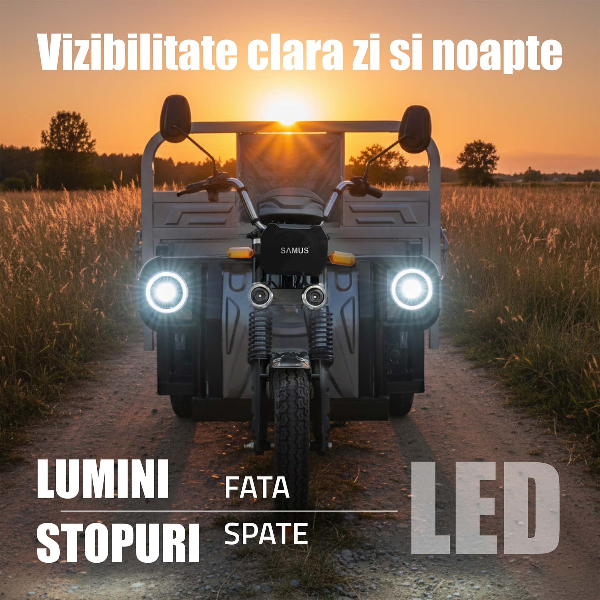 Vizibilitate LED triciclu electric Samus Texas Silver