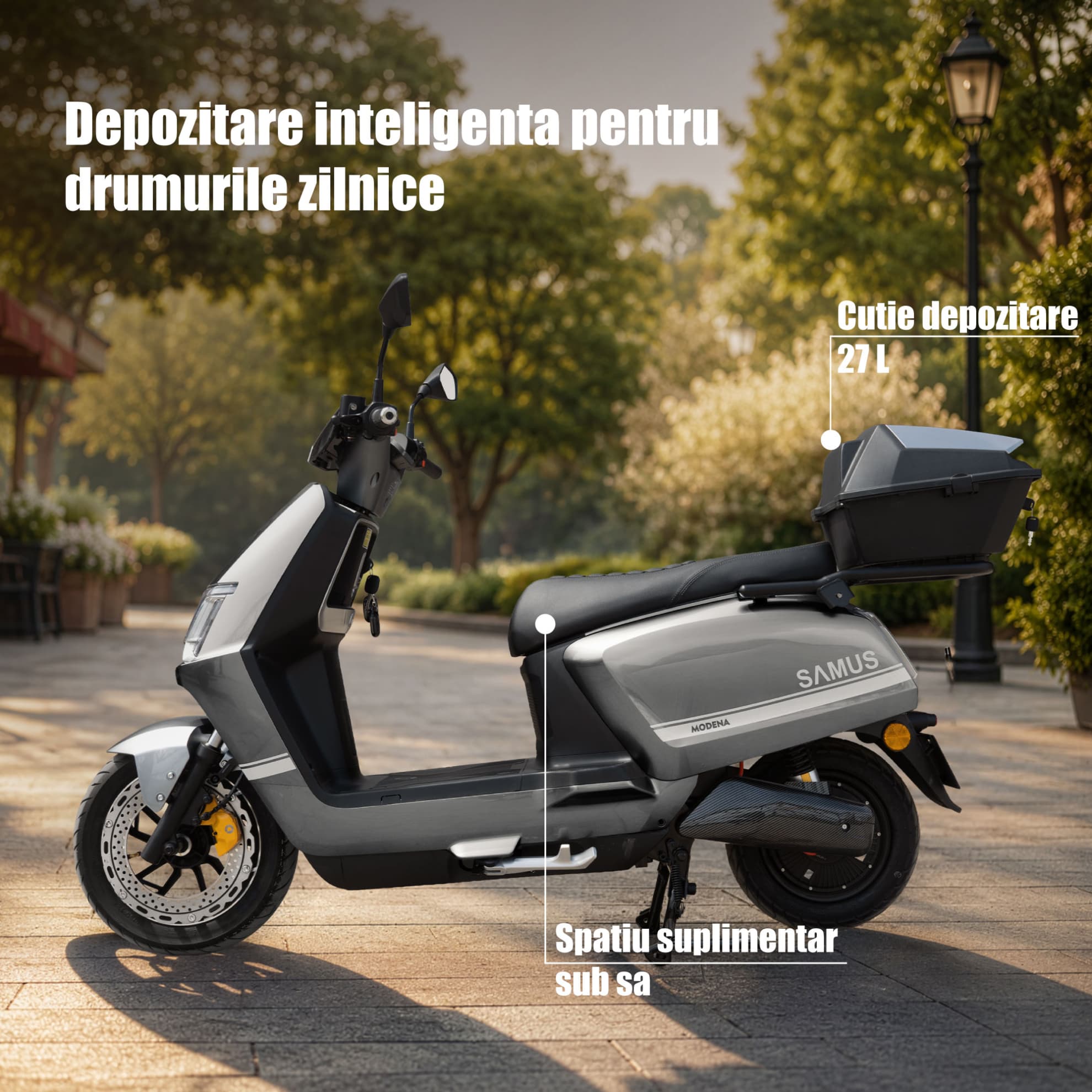 Spații depozitare scuter electric Samus Modena 45 Gri