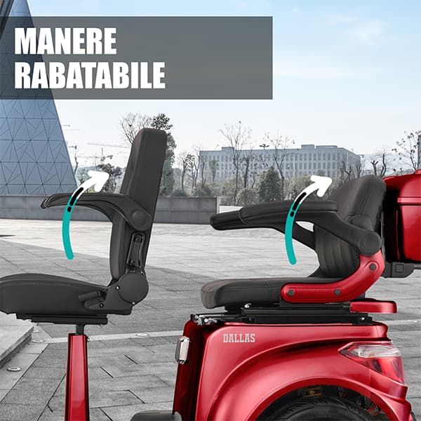 Mâner rabatabil pentru acces facil triciclu electric Samus Dallas Roșu
