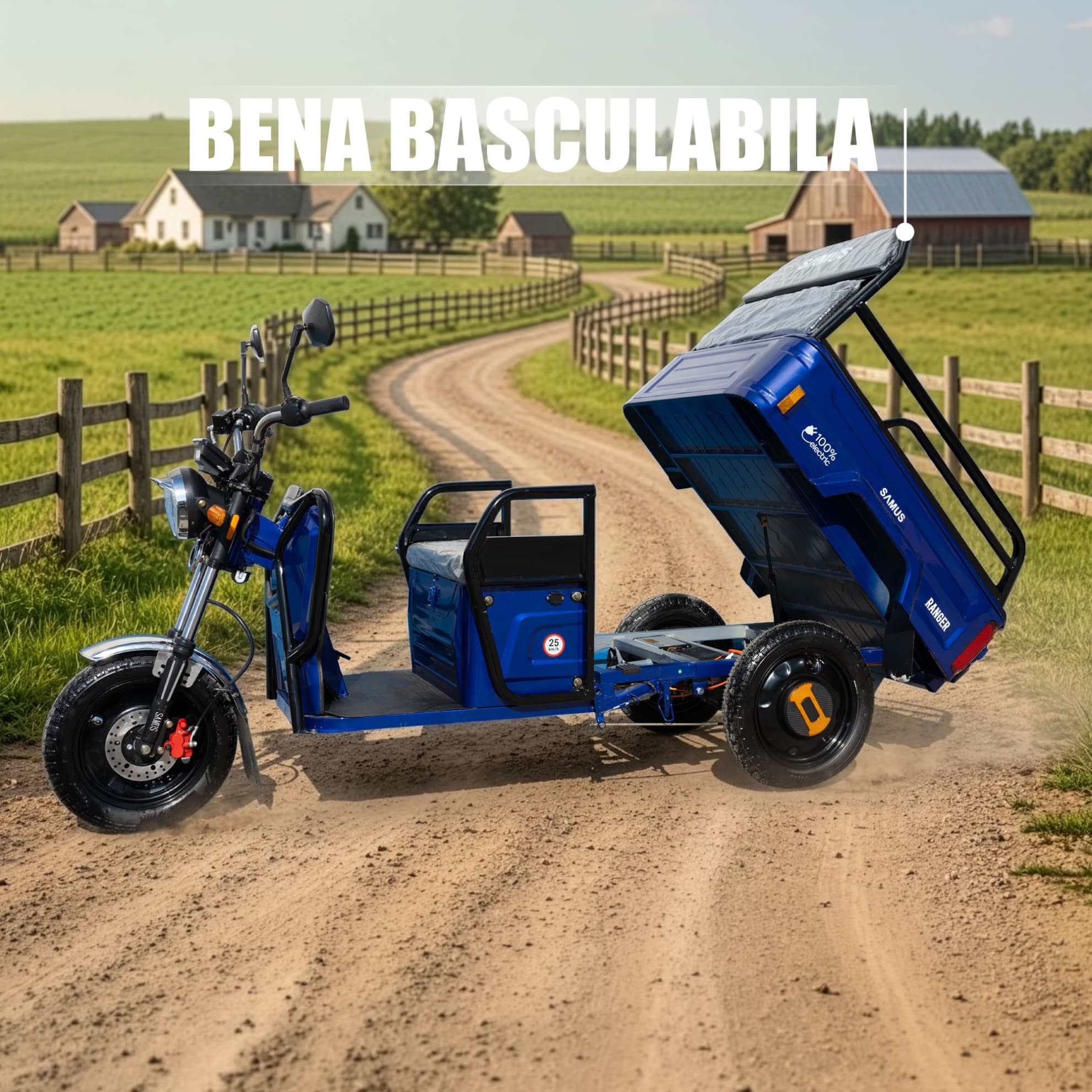 Bena basculabilă pentru triciclu electric cargo Samus Ranger 25 Blue