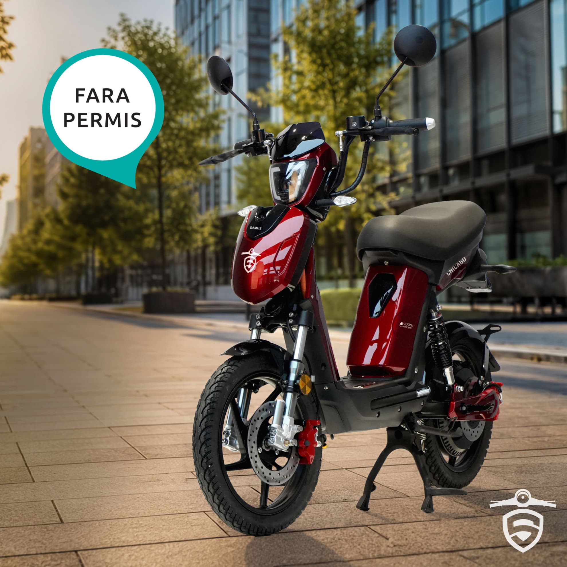 Scuter electric Samus Chicago roșu utilizare fără permis