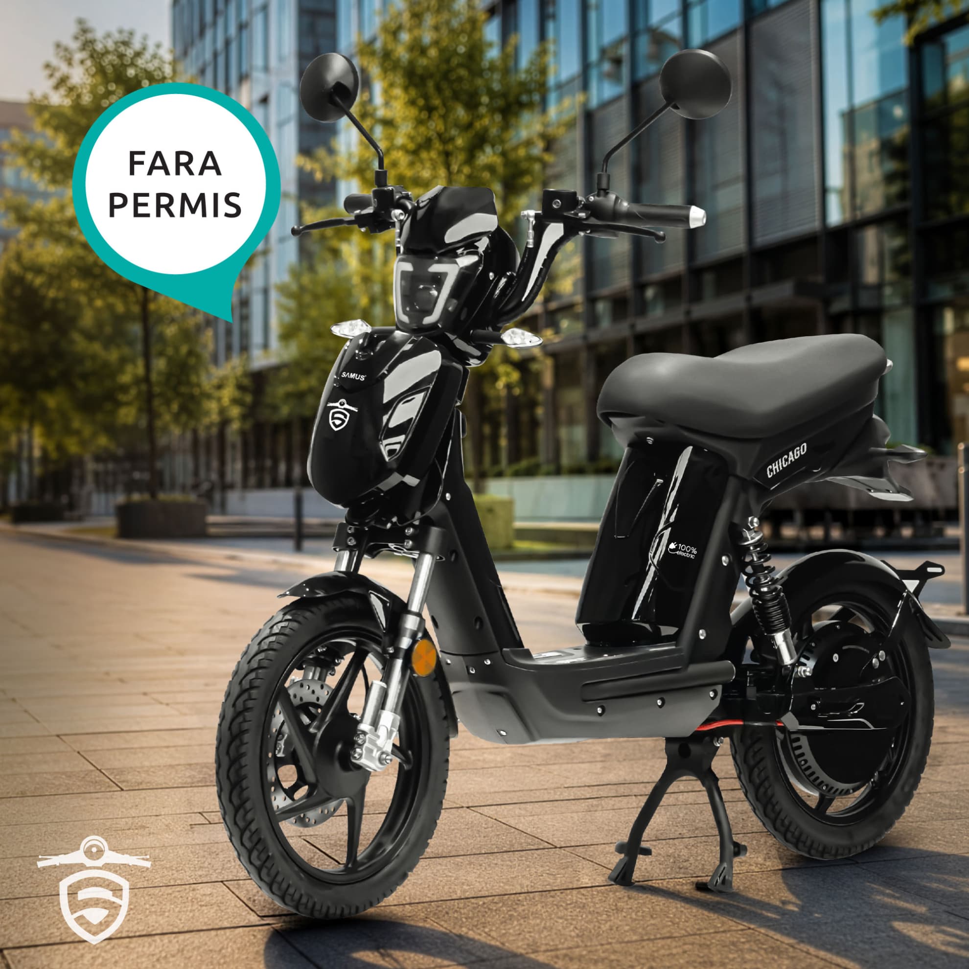 Scuter electric Samus Chicago negru utilizare fără permis
