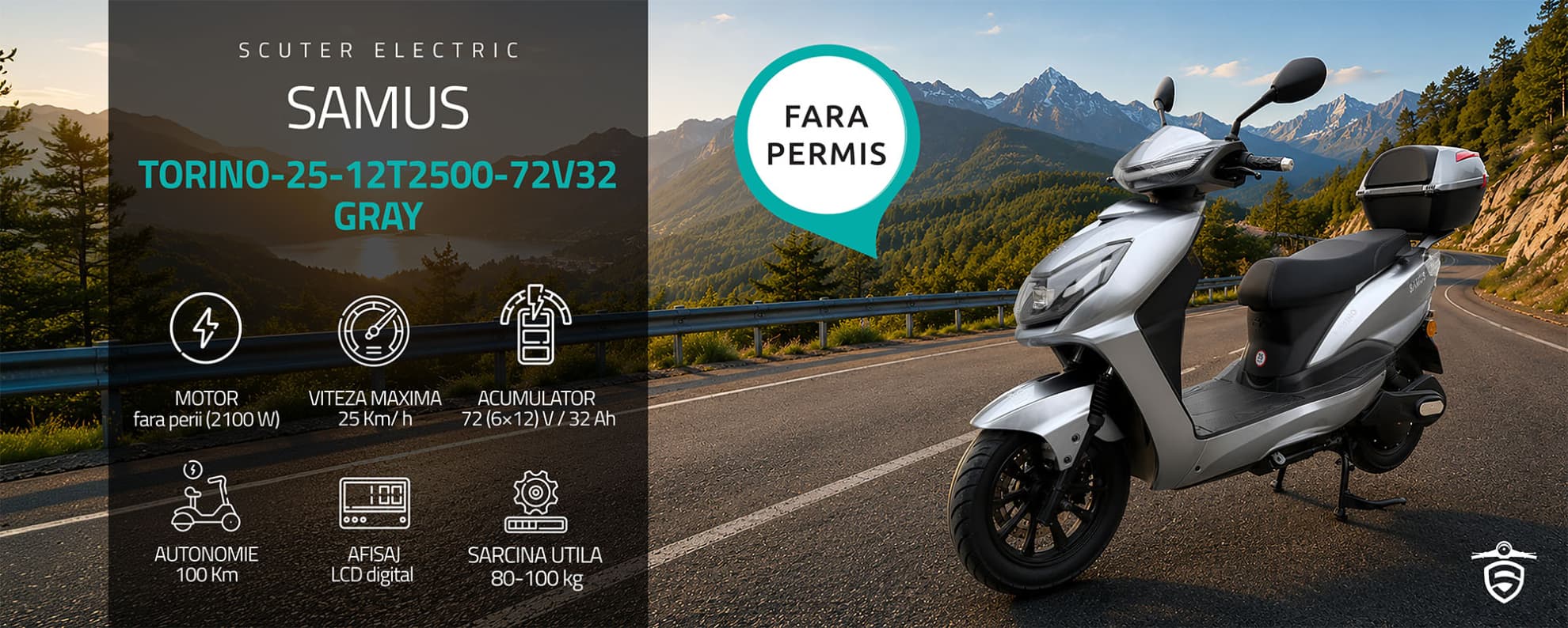 Scuter electric Samus Torino 25 Gri banner principal