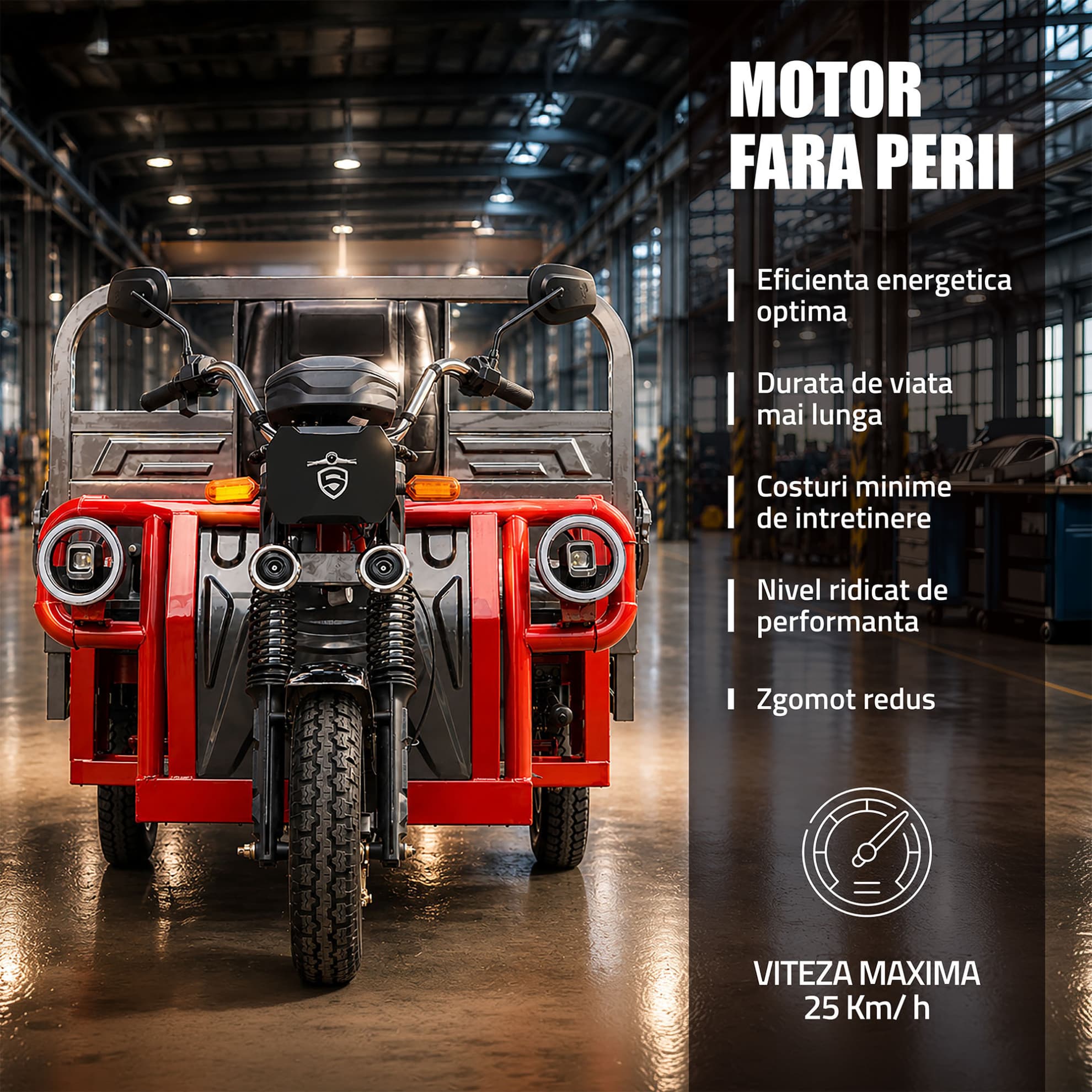 Motor electric fără perii triciclu cargo Samus Texas Roșu