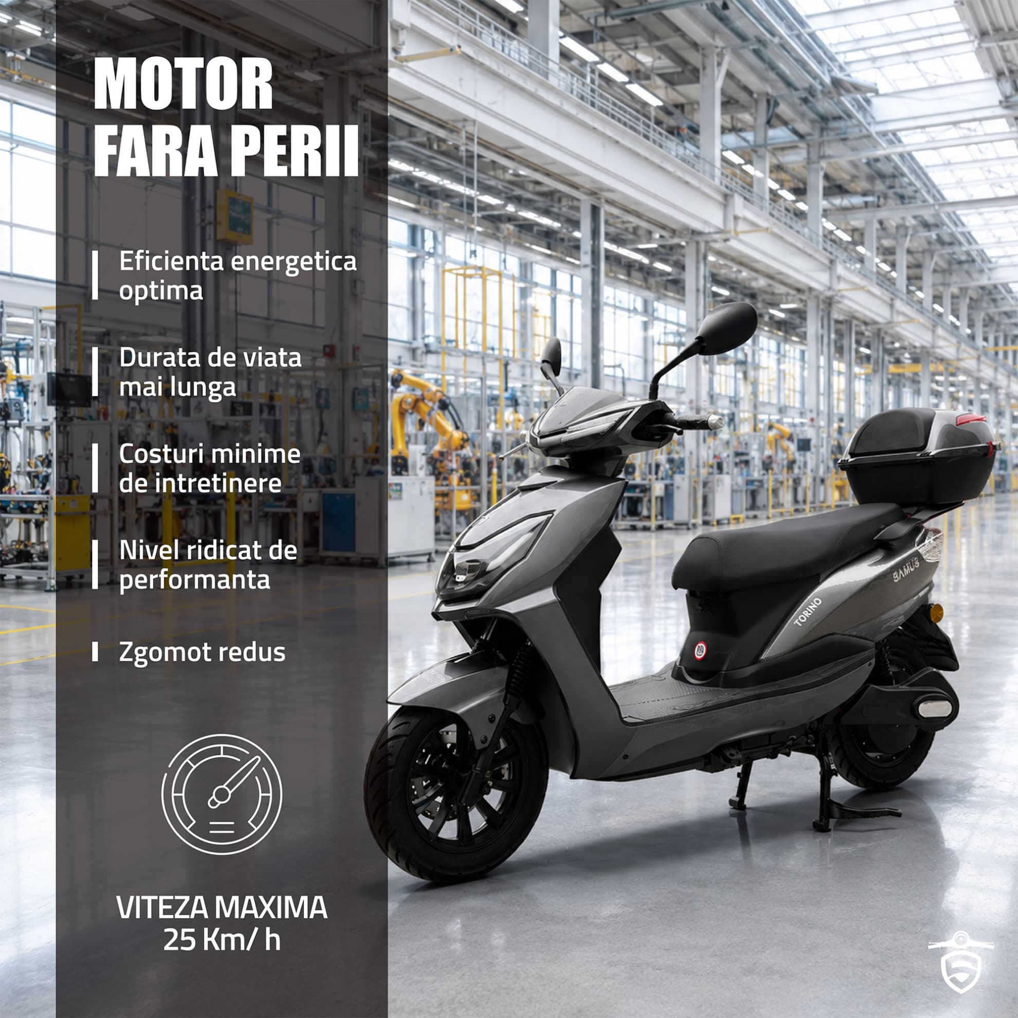 Detaliu motor electric fără perii scuter Samus Torino 25 Dark