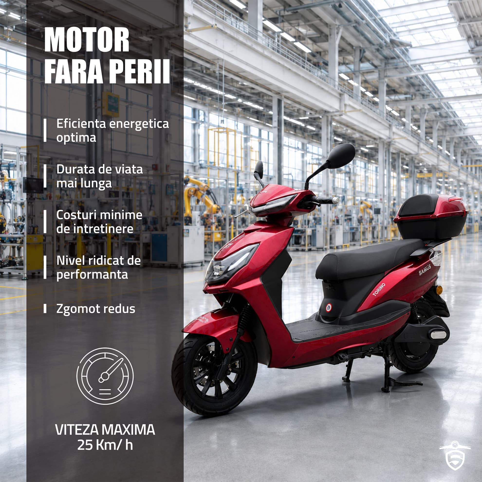 Detaliu motor electric fără perii scuter Samus Torino 25 Roșu