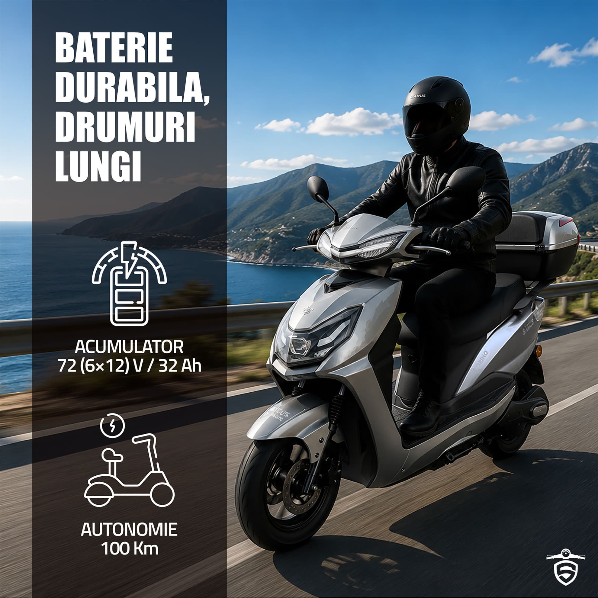 Afișaj autonomie și baterie scuter electric Samus Torino 25 Gri