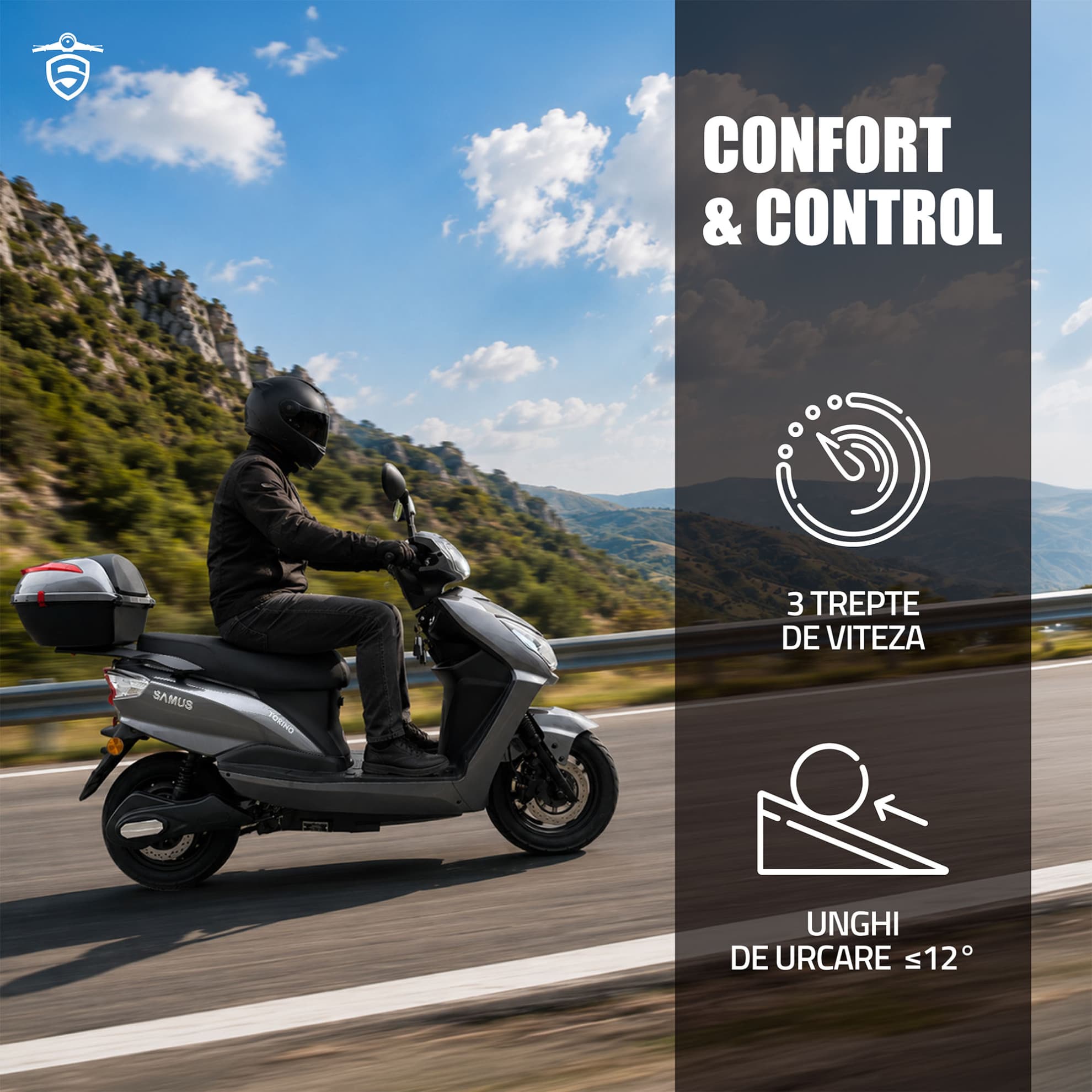 Comenzi ghidon și confort scuter electric Samus Torino 25 Dark