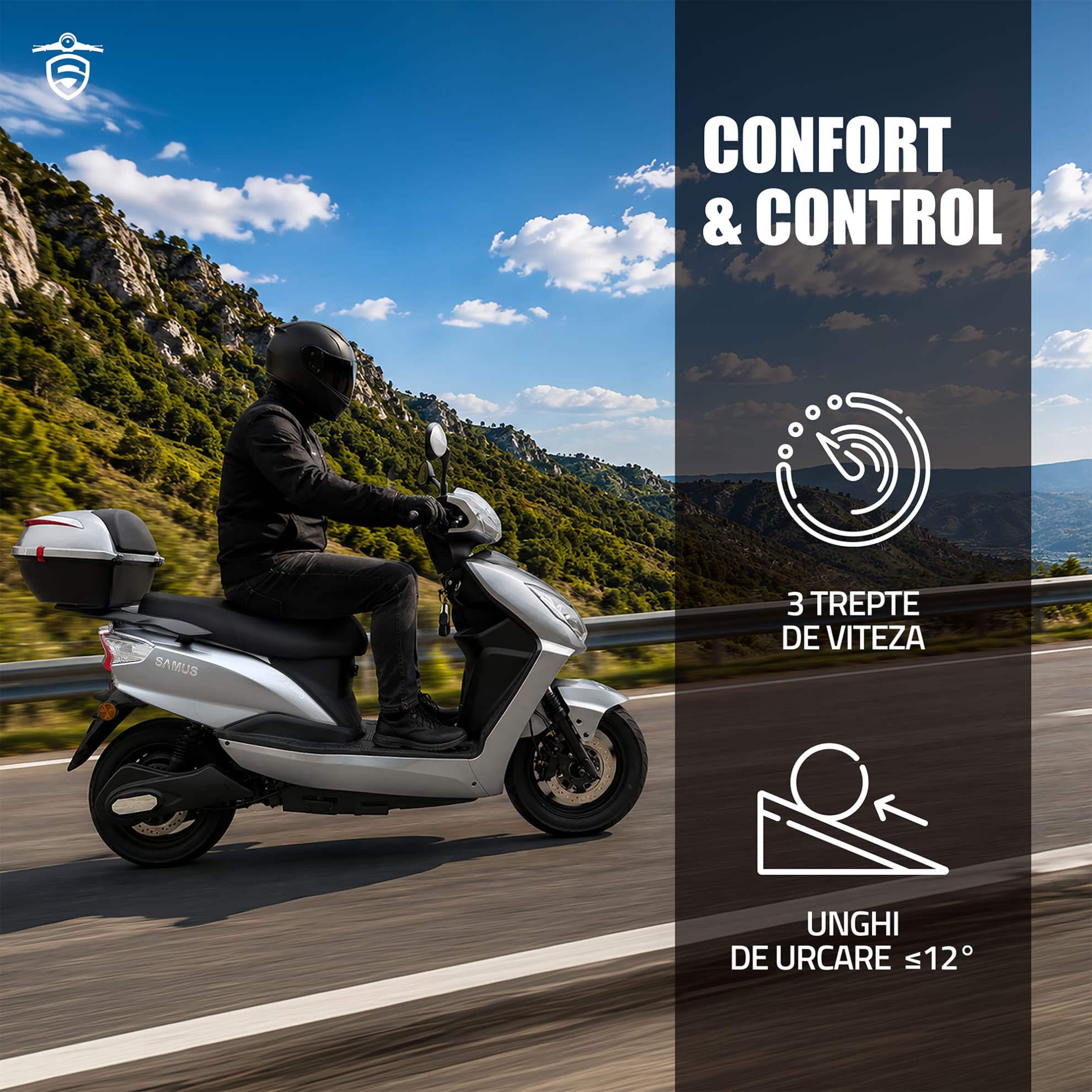 Comenzi ghidon și confort scuter electric Samus Torino 25 Gri